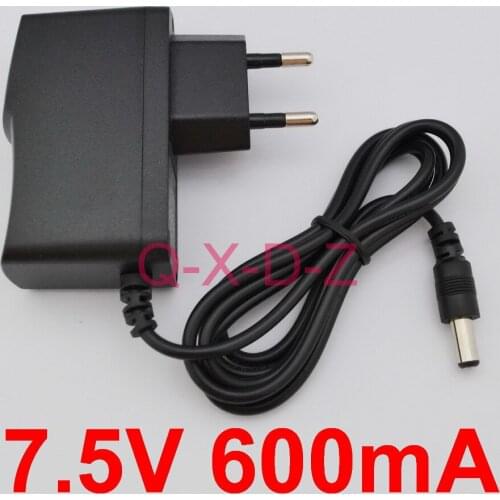 1PCS 7.5V 600mA New AC 100V-240V Converter Adapter DC 7.5V 0.6A 600mA Power Supply EU Plug DC 5.5mm x 2.1mm