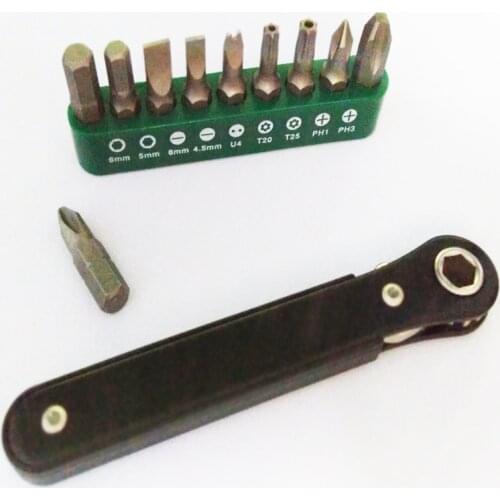 10 in 1 Mini Handle Ratchet Screwdriver Ratchet Tool Set S2 Screwdriver Bits Set H6.0 H 5.0 SL6.0 SL4.5 U4.0 PH1 PH2 PH3 T20 T25