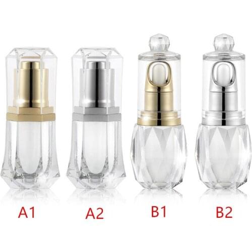 100pcs 10ml Clear Bottle Tattoo Essence Oil Press Bottle Small Oil Dropper Perfume Acrylic Cosmetic Container Gold Silve