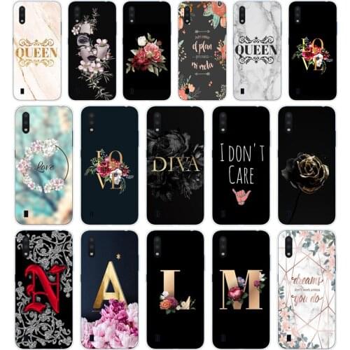 104AA Letter Flowers Soft Silicone Tpu Cover phone Case for Samsung Galaxy A01 A10 2019 A20 A20E A20S M11 M21 case