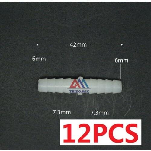 12 pieces6mm Straight Connector Plastic Fitting PE Plastic Silicone Hose PVC Tube Connection Joiner Fitting Aquarium Tank