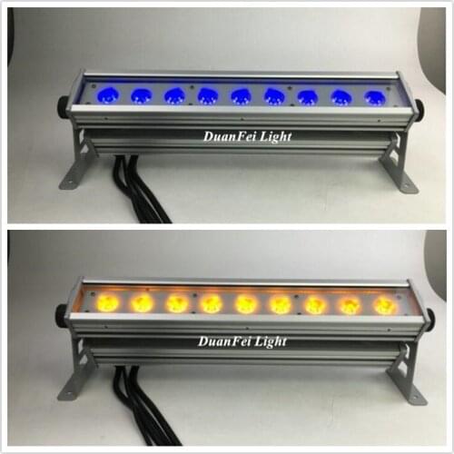 12lot high quality building tower street wall light bar led wash strip 9x18w 6in1 rgbaw+uv led bar ip65 led wall washer dmx