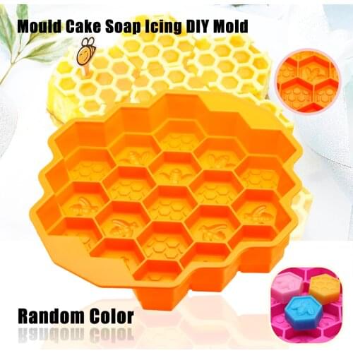 19 Cell Silicone Honeycomb Bees Fondant Mould Cute Bee Shape DIY Chocolate Ice Cube Soap Mold Cake Decoration Tools Random Color