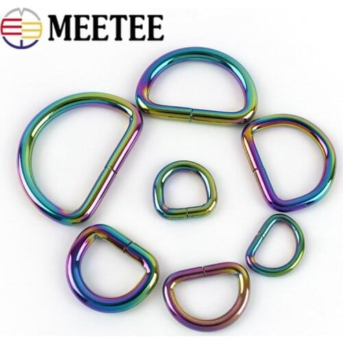 5/10pcs 10-38mm Colorful Metal D Ring Buckle Bag Belt Buckles for Webbing Straps Hook Clasp DIY Garment Rings Hooks Accessory