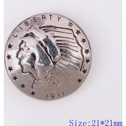 6pc 21X21MM Bling Silver cowboy Indian Head Liberty Conchos For Bag Leather Craft Decoration Button