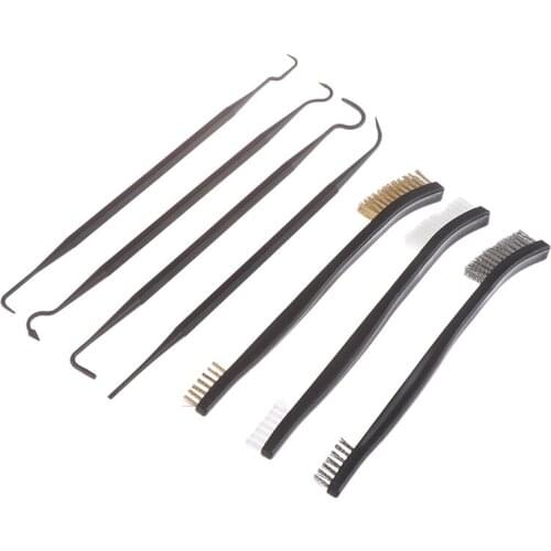 7pcs/Set Hot New Universal Gun Hunting Cleaning Kit 3pcs Steel Wire Brush + 4pcs Nylon Pick Set Gun Cleaning Tool