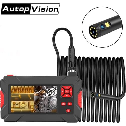 8 LED Light Rigid Cable Borescope Pipe Inspection Waterproof Endoscope Camera 1080P Dual Camera 4.3" Screen Industrial Camera