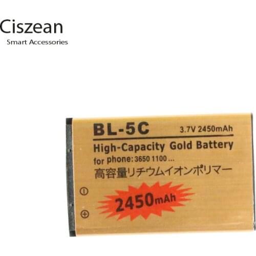 3x 2450mAh BL-5C BL5C BL 5C Gold Replacement Battery + Universal Charger For Nokia 6822 7600 7610 C1-01 C1-02 C1-03 C2-00 ect