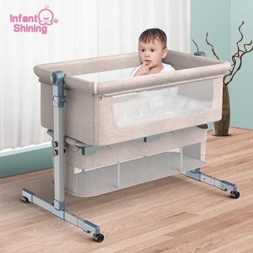 Baby bed movable splicing big bed baby crib foldable European multifunctional portable newborn bb bed toddler bedbaby shaker