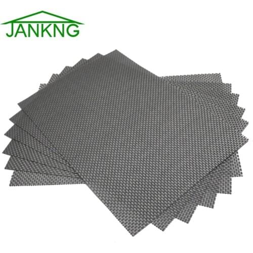 JANKNG 6 Piece PVC Weave Eco-friendly Colorful Plaid Mat Set Placemat Gold Dining Table Mat Anti-Slip Heat Insulation PlaceMat