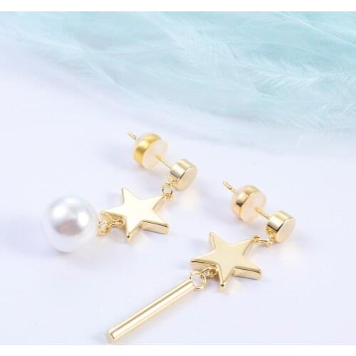 KIVN Fashion Jewelry Lucky Star Simulated Pearl Drop Dangle Earrings for Women Girls Party Birthday Christmas Gifts