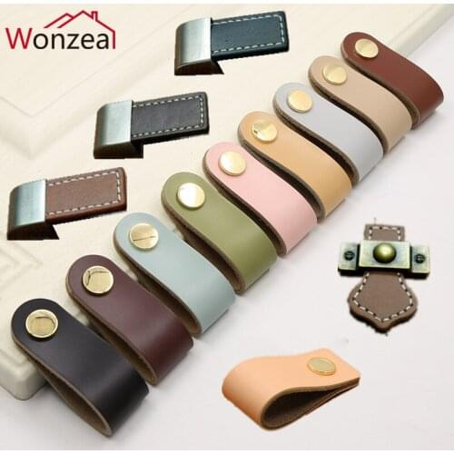 Handmade Leather Handle Europe Style Soft Minimalist Door Cupboard Drawer Kitchen Cabinet Pull Dresser Knobs Furniture Hardware