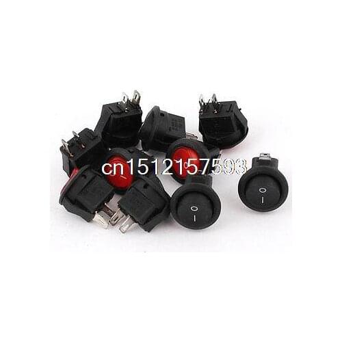 Red Black Button SPST ON-OFF 2 Position 2pin Snap in Rocker Boat Switch 10Pcs