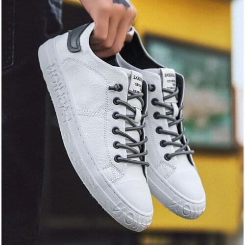 Board Leather Men Casual Shoes Autumn Fashion Sneakers Footwear Soft Rubber Male Flats Shoes White Mens Shoes Sales Man Designer