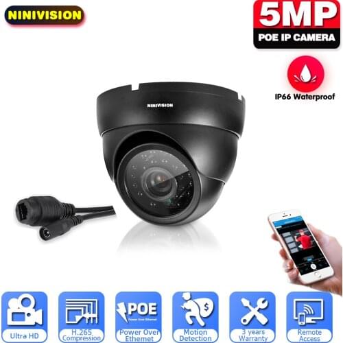 NINIVISION H.265 Face Record 5MP PoE IP Dome Camera Indoor Outdoor Vandalproof Waterproof ONVIF Infrared Metal Case IP camera