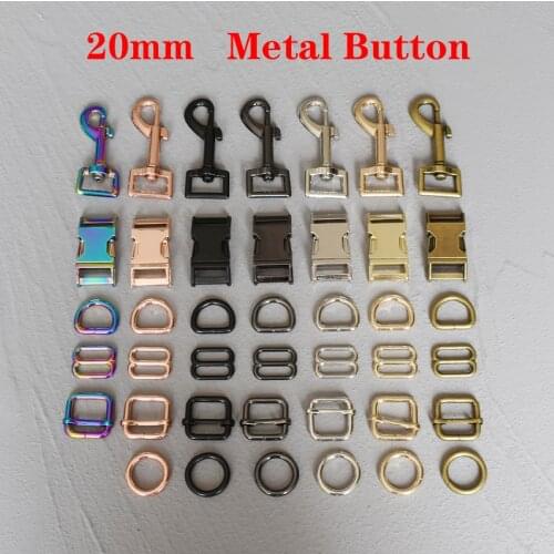 20mm 10 Pieces Metal Adjustable D Ring Snap Hook Belt Buckle For Backpacks shoes Bag Leash Dog Collar Buckles DIY Accessories