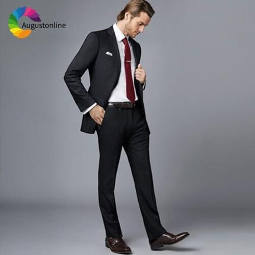 Black Business Men Suits For Wedding Groom Evening Party Blazer 2018 Costume Slim Fit Formal Custom Tuxedo Traje Hombre 2 Pieces
