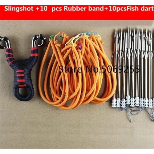 Outdoor Powerful Multi-Function Fishing Shooting Slingshot Catapult Hunting Sling Shot with Rubber Band Fishing Darts Arrow
