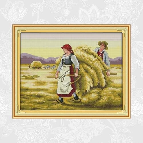 Good Harvest Pattern Cross Stitch Kits 11CT Printed Fabric 14CT Counted Canvas Chinese Cross-stitch Embroidery Thread Sets