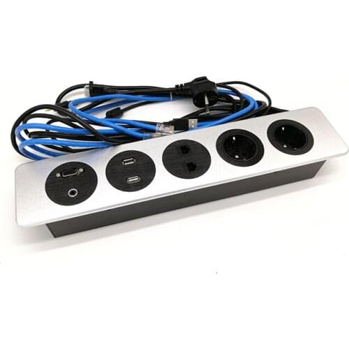 2019 France power USB wall plate socket aluminum alloy black panel color for high class hotel office