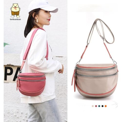 Beibaobao 2021 New Nylon Wide Strap Crossbody Bag High Quality Soft Waterproof Shoulder Bag For Women Saddle Purse And Handbag