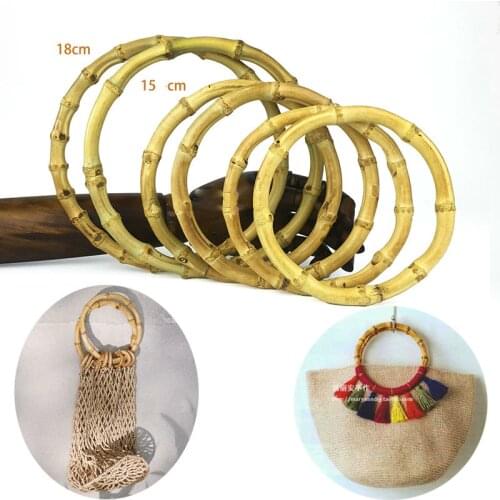 One Pair 13/15/18cm Nature Bamboo Bag Handle Bag Diy Accessories Vintage Round Bamboo Bag Hanger Bamboo Handle Bag Part Handmade