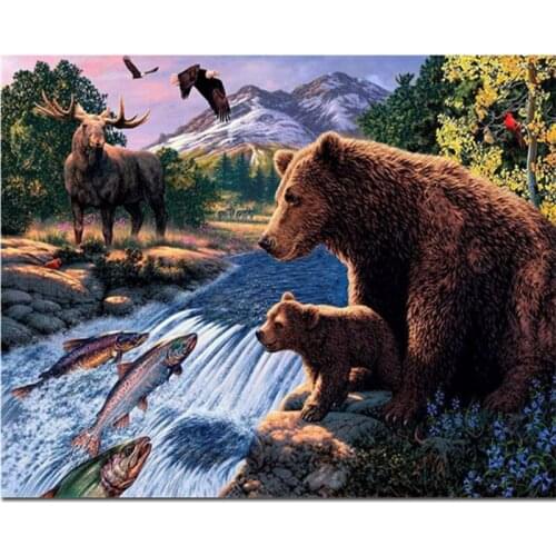 FULL Square Diamond Embroidery animal 5D DIY Diamond Painting Forest Bear Diamond Painting Cross Stitch Rhinestone Mosaic