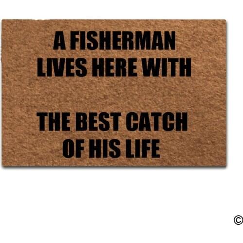 Doormat Entrance Mat Funny Doormat Home Office Decorative Door Mat Indoor A Fisherman Lives Here With The Best Catch Of His Life
