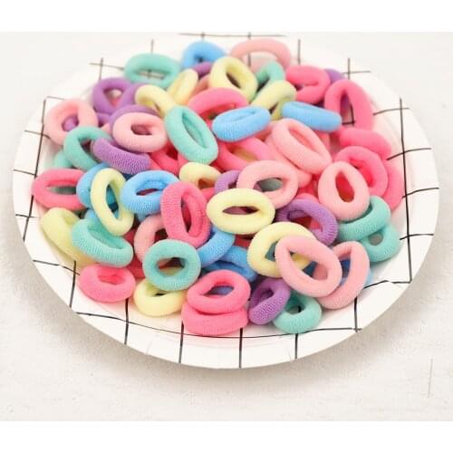 100 Pcs/Lot Children Cute Candy Pink Solid Elastic Hair Bands Girls Srunchies Rubber Bands Hair Ties Gum Kid Hair Accessories