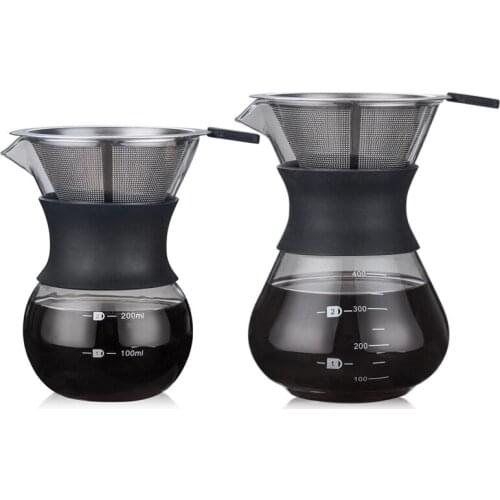NEW Glass Coffee Kettle w/ Stainless Steel Filter Drip Brewing Hot Brewer Coffee Pot Barista Pour Over Coffee Maker