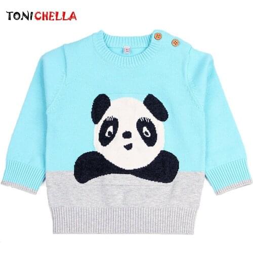 Baby Boy Girl Sweaters Cotton Knitted Cartoon Panda Clothes Newborn Toddler Long Sleeve Autumn Winter Warm Clothing CL5184