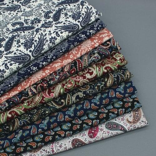Ethnic Style Paisley Printed Fabric 100% Cotton Poplin Fabric For Shirts Dresses Sewing Quilting Material