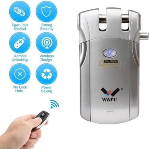 WF-018 Electric Door Lock Wireless Control With Remote Control Open & Close Smart Lock Security Door Easy Installing