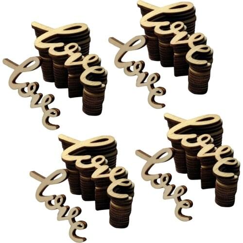 Pack of 60 Unfinished Blank Wooden Cut LOVE Sign MDF Craft Wedding Engagement Party Decor