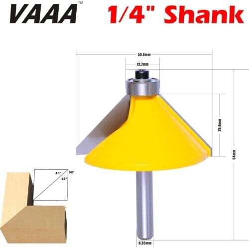 VAAA 1PC 1/4" Shank Large 45Degree Chamfer & Bevel Edging Router Bit woodworking cutter woodworking bits