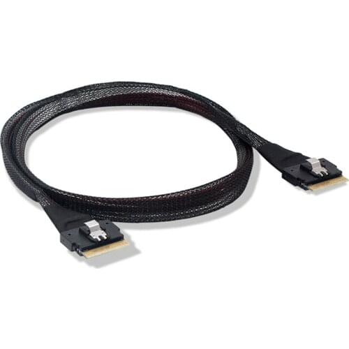 Internal Mini SAS Cable 24Gbps Slim SFF-8654 8i 74 Pin to SFF-8654 8i 74 Pin Hard Disk Server Storage Array Data Cable