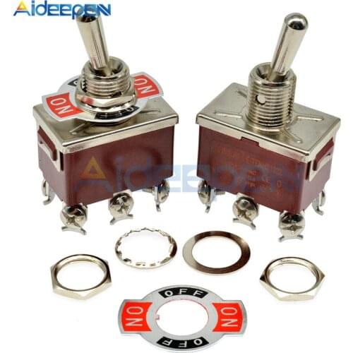 High Precision E-TEN(C)1322 Toggle Switch Red 6 Pin ON-OFF-ON Switch Silver Contactor 50000 Times Lifespan 250V 16A 31.4*19.7MM