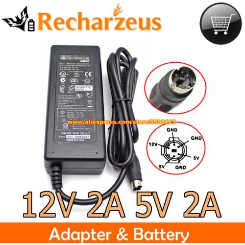 Sunshine UEA325D-0512-A 24W Verbatim Charger Round With 6 Pin 12v 2A, 5v 2A Dual Output Power Supply