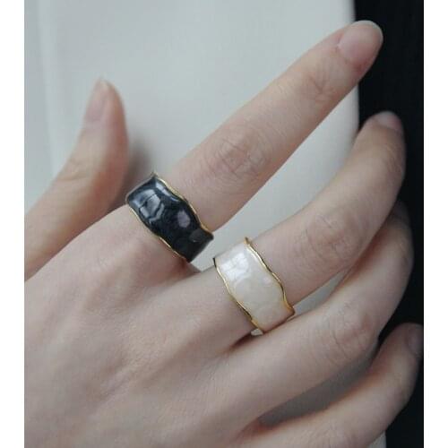 Colorful Plating Enamel Vintage Geometric Wave Drip Glaze Rings For Women Korean Handmade Purple Open Ring Jewelry Travel Gifts