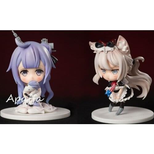 10cm Anime Game Figure Toys Azur Lane HMS Unicorn and Hamman Cute Q Version PVC Action Figure Toys Collection Model Doll Gift