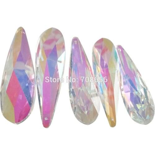 160pc clear ab crystal glass almond prism chandelier X'mas wedding decor pendant 76mm