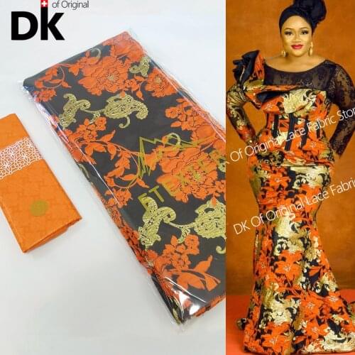 2.5+2.5 Yards 2021 Latest African Lace Fabric High Quality Jacquard Brocade Lace Fabric French Organza With Bazin Riche Material