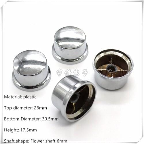 2 Piece 30.5×17.5MM silver plating plastic knob potentiometer rotary encoder volume switch knob suitable for flower shaft 6MM
