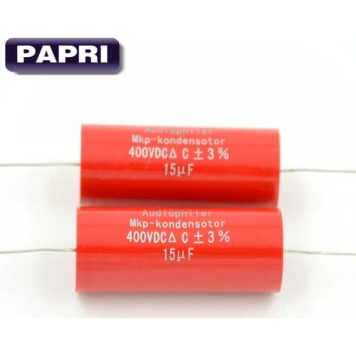 PAPRI 2PCS Audiophiler Axial MKP 15UF 400VDC HIFI DIY Audio Grade Capacitor For Tube Guitar Amplifier