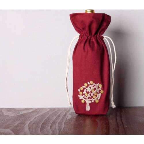 35x16cm multi-color cotton embroidery wine champagne bag wine bottle cover