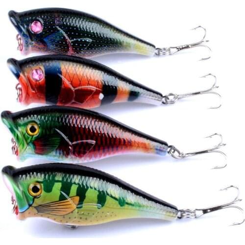 4Pcs/Lot 6.5cm/10.g Fishing Lure Hard Baits Top Water Crankbait Popper Artificial Pesca Isca Swimbait With 2 Treble Hooks