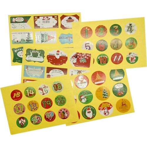 90pcs/lot Count Down Number Christmas Section Paper Adhesive Seal Sticker DIY Handmade Gifts Package Decorative Label