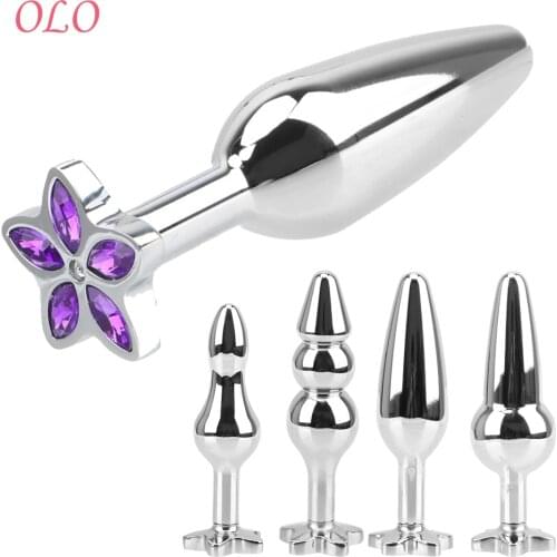 OLO Five Leaves Clover Anal Plug Jewelry Metal Butt Plug Prostate Massager Anal Beads Sex Toys For Women Man Gay Anus Dilator