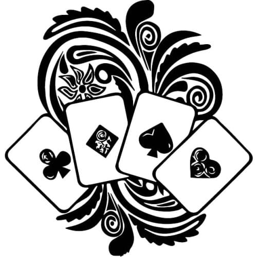 Car Stickers Entertainment Poker Fashion PVC Car Decoration Accessories Stickers Creative Waterproof Black/white,17cm*17cm