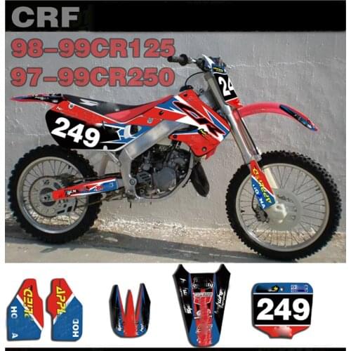 Free Custom Dirt Bike Team Graphics Backgrounds Decals 3M Stickers Kit For Honda CR125 CR 125 1998 1999 CR250 CR 250 1997-1999